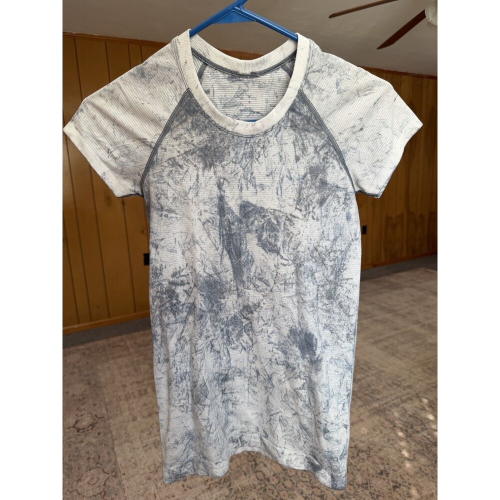 Lululemon Swiftly Tech 2.0 Multi Dye Short Sleeve Shirt Gray White Size 4